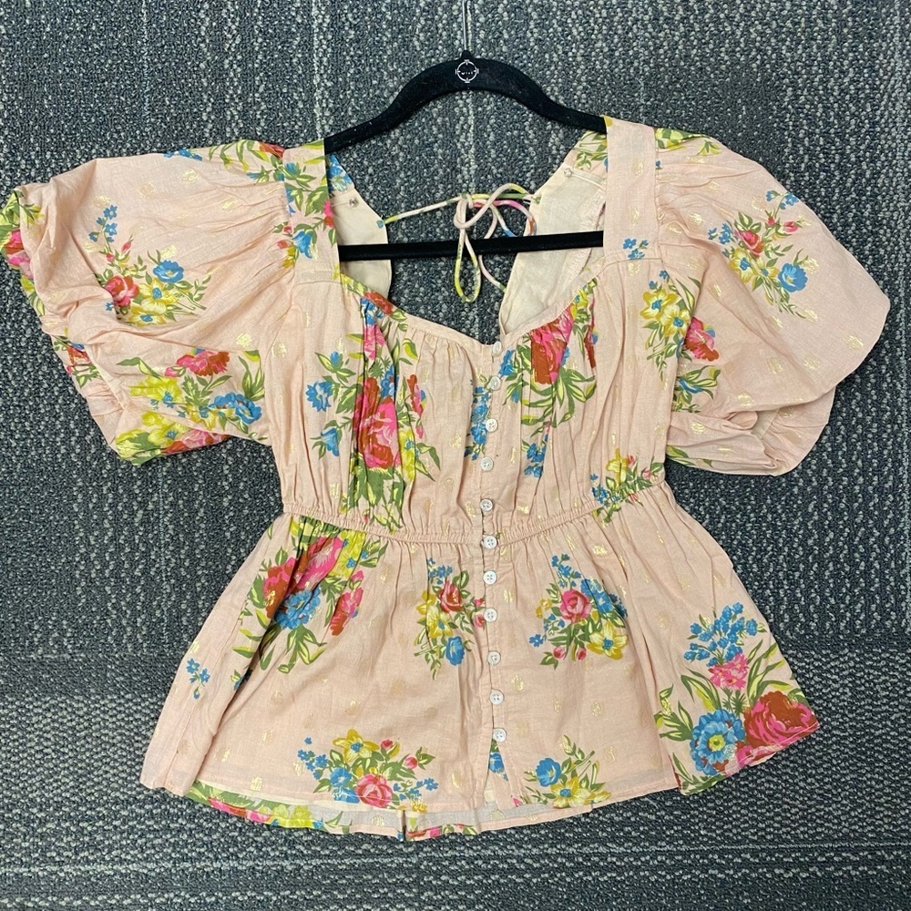Anthropologie Women’s Size Small Love The Label Rosette Babydoll Top - Picture 6 of 11